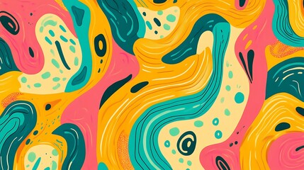 Abstract Colorful Swirls And Organic Shapes Design