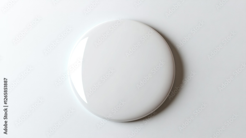 Poster clean presentation of a large button badge, isolated against a white backdrop, emphasizing its custo