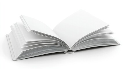 Fototapeta premium Clean presentation of a white spiral notebook opened to blank pages, set against a clean white backdrop for content layout demonstrations.