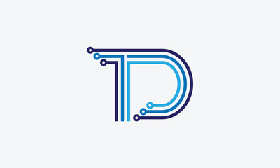 dt or td technology monogram logo design