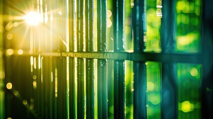 Fototapeta premium Close-up of a prison gate opening with sunlight shining through, symbolizing freedom, new beginnings, and hope for a fresh start in life. 