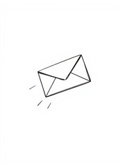 Hand drawing clipart of an email envelope flying on plain white background email business marketing communication email mail technology digital online message