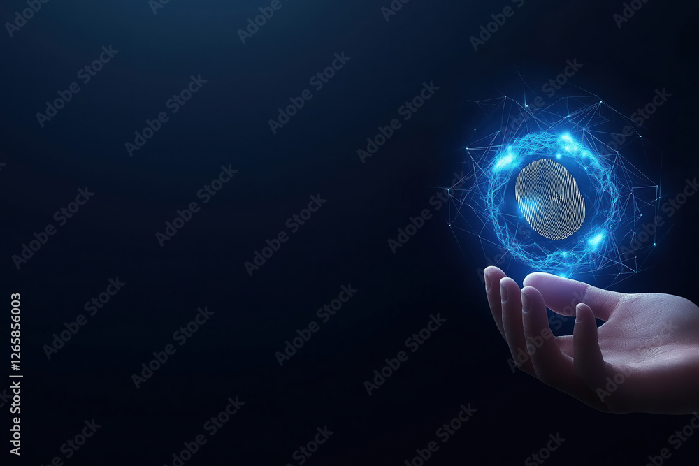 Poster digital representation of a brain floating above a hand in a dark setting