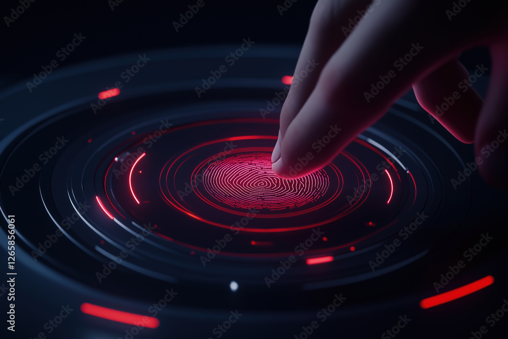 Poster exploring biometric technology in modern interface design with touch interactions