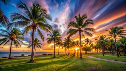 Obraz premium Howard Park Palms Long Exposure Photography - Serene Sunset Scene