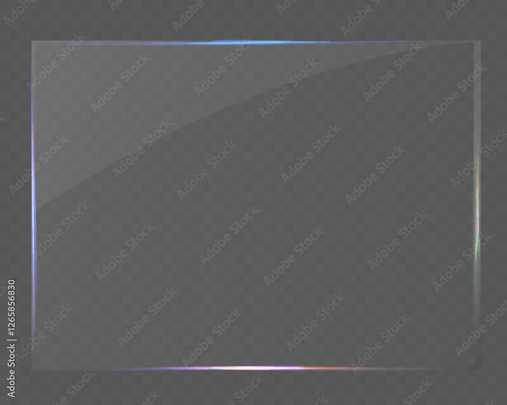 Poster glass transparent overlay with realistic glare and light reflection effect.