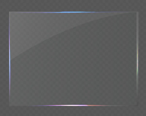 Glass transparent overlay with realistic glare and light reflection effect.