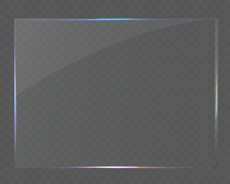 Glass transparent overlay with realistic glare and light reflection effect.