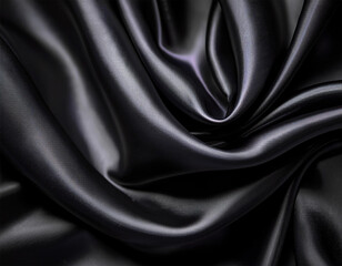 Obraz premium black satin drape a luxurious and elegant close up shot of black satin fabric showcasing the soft flowing waves and shimmering texture