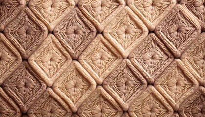Fototapeta premium Detailed fabric texture showcasing intricate diamond pattern in warm tones