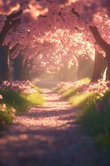 Beautiful cherry blossom flower at full blooming in Spring.