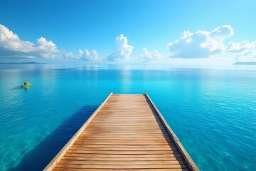 Obraz premium Tranquil Wooden Pier Extends into a Pristine Turquoise Ocean