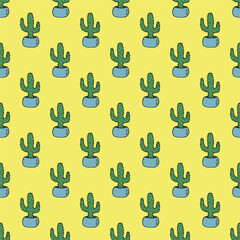 Seamless pattern with cactus doodle for decorative print, wrapping paper, greeting cards and fabric