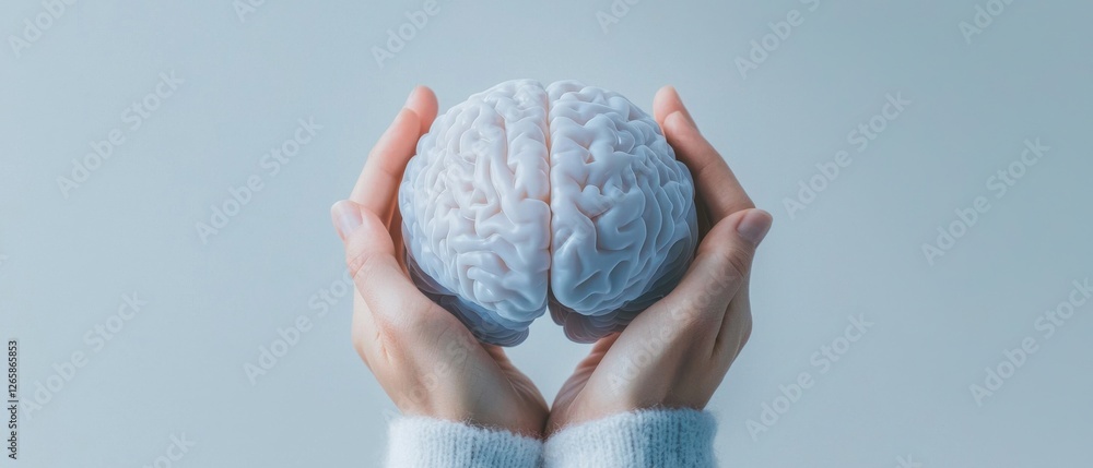 Poster exploring cognitive science understanding the human brain in a minimalist studio setting