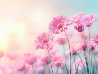 Obraz premium Vibrant Spring Floral Macro Photography of Red and Pink Daisy Flowers