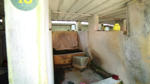 An authentic Indian laundry: Dhobi Ghat - a place for hand washing. India.