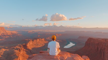 Adventure seeker enjoying scenic view canyonlands national park travel natural landscape elevation serenity