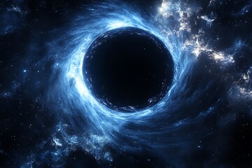 A vivid image of a glowing blue circle formed by swirling water, encapsulating dynamic energy and ambiance in a dark and mysterious setting.