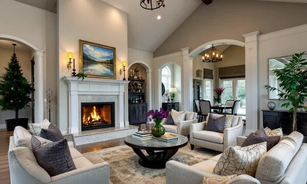 living room with fireplace
