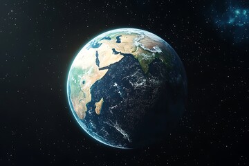 Fototapeta premium Epic view of a distant planet surrounded by a vibrant cosmic landscape and stars set against the vastness of space