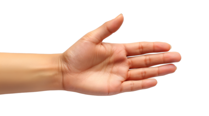 Hand Reaching Out Help Gesture with Soft White Touch for Care Themes, isolated on transparent background.