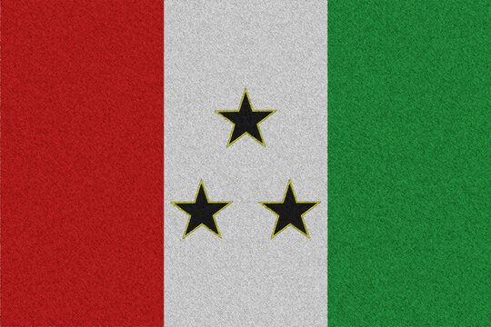 Official flag of Ngobe Bugle. Province of Panama. Conceptual collage on fabric texture