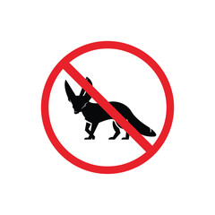 prohibited and dangerous signs. fennec danger. it is forbidden to bring fennec