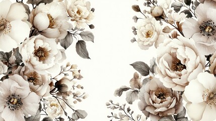 Floral arrangement art with blossoms on white background. Decoration concept