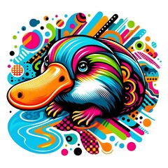 Fototapeta premium 오리너구리, 팝아트, jpeg (Platypus, pop art, jpeg)