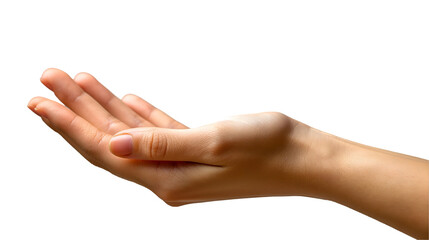 Hand Reaching Upward Soft Skin Gesture for Hope and Care Themes, isolated on transparent background.