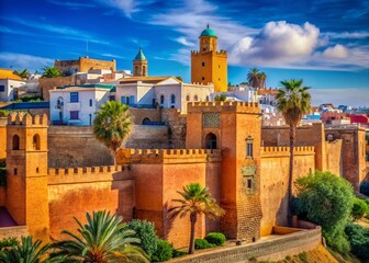 Kasbah des Oudaias Rabat Morocco, Historic Fortress Walls, High Depth of Field Photography