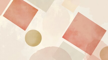 Abstract Geometric Background with Watercolor Texture and Pastel Color Palette