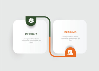 Banner infographic template. Timeline with 2 step paper connection. 