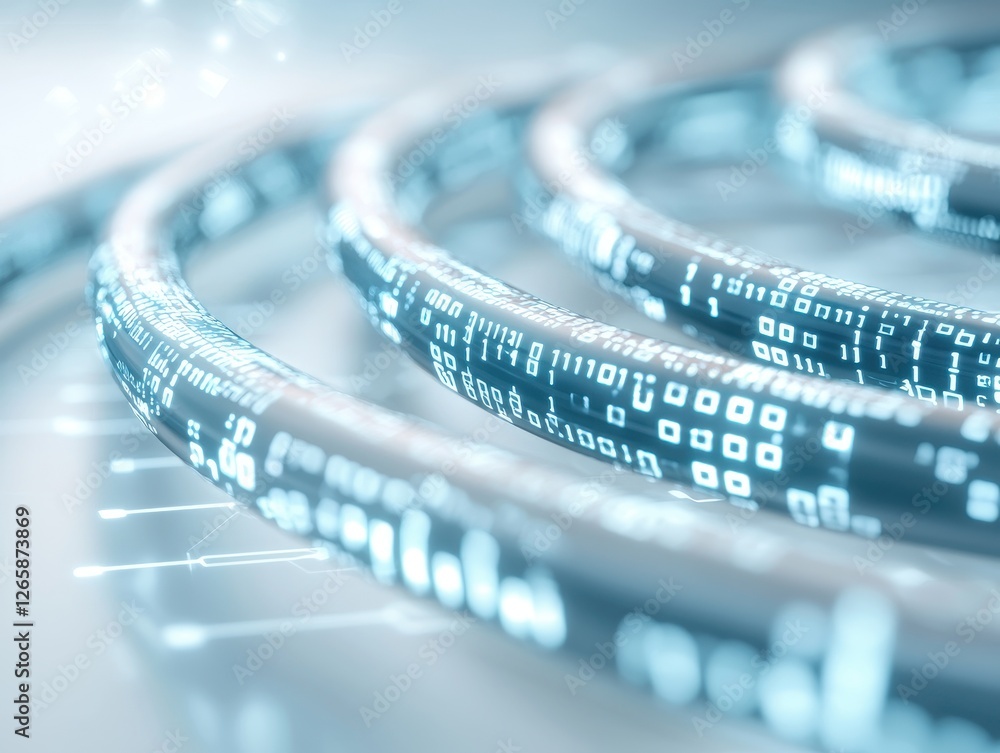 Poster data cable coating solutions. digital data streams in a futuristic, abstract, glowing design, repres