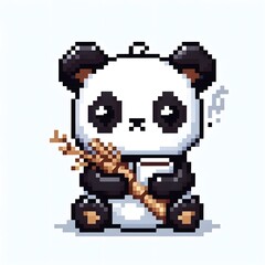 Fototapeta premium 흰 배경, 판다, 픽셀아트, jpeg (white background, panda, pixel art, jpeg)