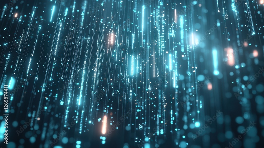 Aufkleber data cable coating solutions. abstract digital rain of light particles in a dark background with a b