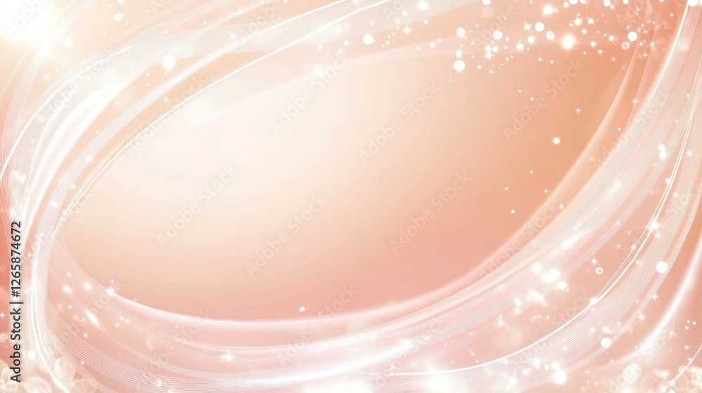 Poster elegant peach background with flowing lines and sparkling highlights for design