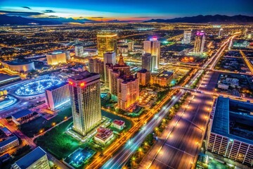 Naklejka premium Las Vegas Aerial Timelapse: Stratosphere Tower View of City & Freeway