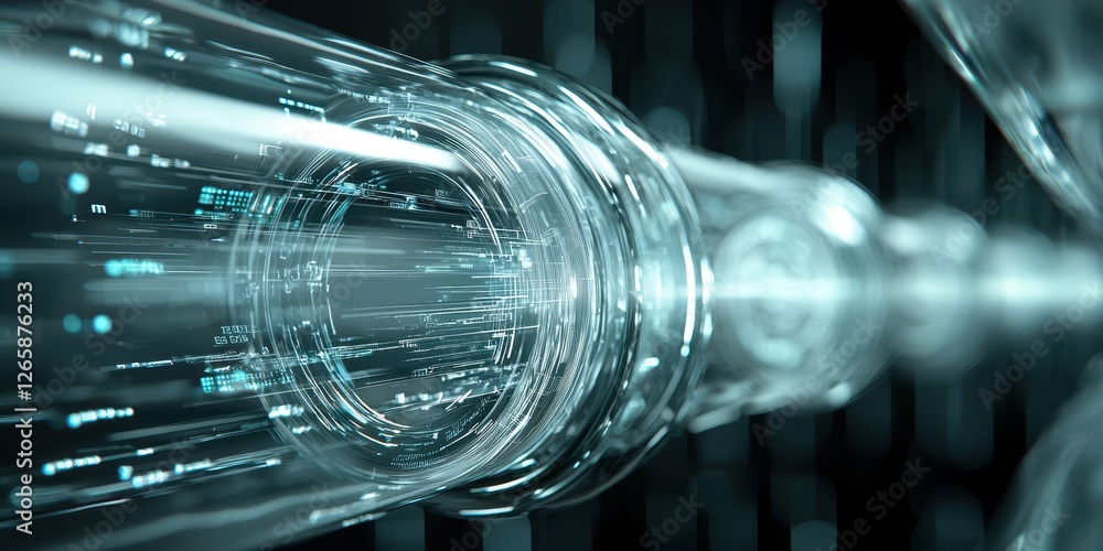 Aufkleber data cable coating solutions. futuristic glass tube with light particles, creating a dynamic visual 