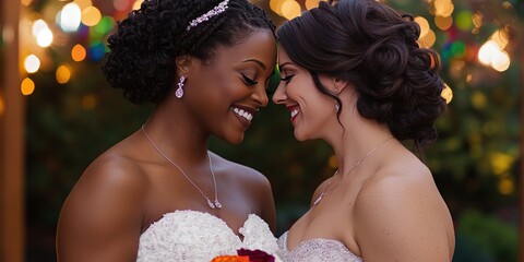 interracial lesbian wedding with two female brides