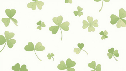 A single shamrock against an out of focus green background for Saint Patrick's day advertisement.
