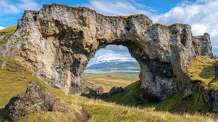 Icelandic rock arch landscape scenic view travel