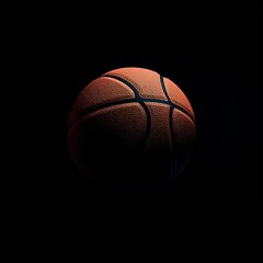 Basketball on black background: A basketball displayed on a black Dark 