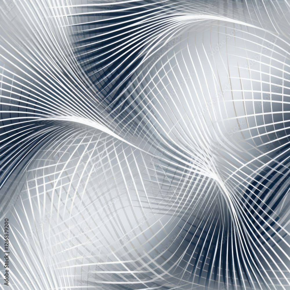 Poster abstract seamless pattern featuring smooth curved lines intersecting on a grid for minimalist design