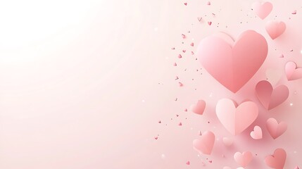 Pink Hearts Floating Background Romantic Design