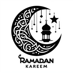 Islamic arabic calligraphy decorations with lanterns happy ramadan kareem on white background