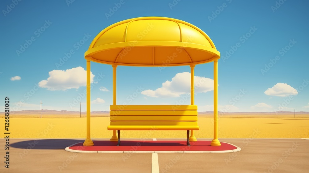 Poster minimalist playground scene with a central swing and slide emphasizing gradient and yellow lines