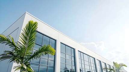 Modern White Office Building With Palm Tree
