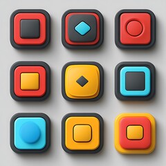 Button square colorful minimalist set high resolution hd photo