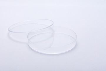 Empty petri dish isolated white background